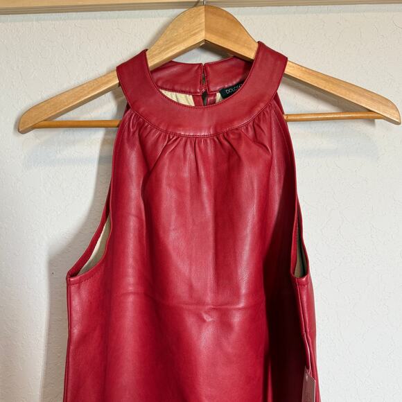Women's DolceCabo Faux Red Leather Sleeveless Halter Top Size Medium NEW - Picture 3 of 8